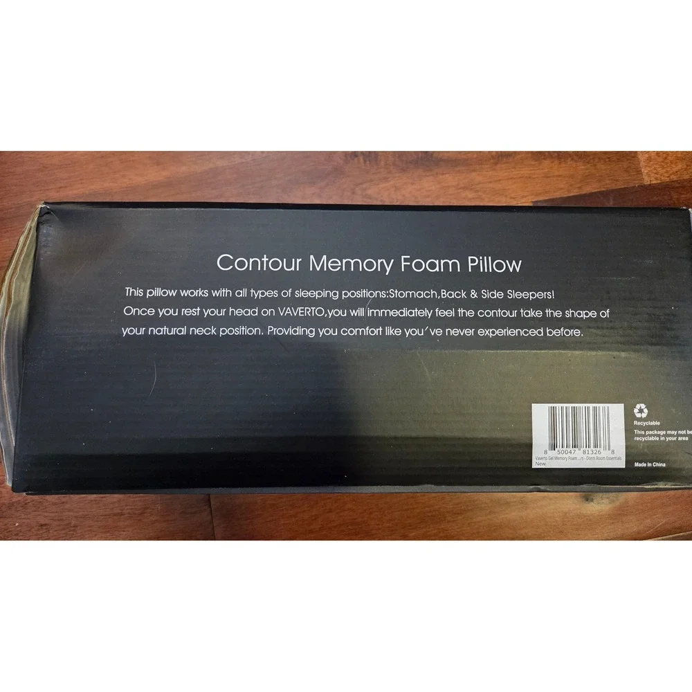 VaVerto Contour Memory Foam Pillow Organic‎ Cotton Cover Ergonomic Support New